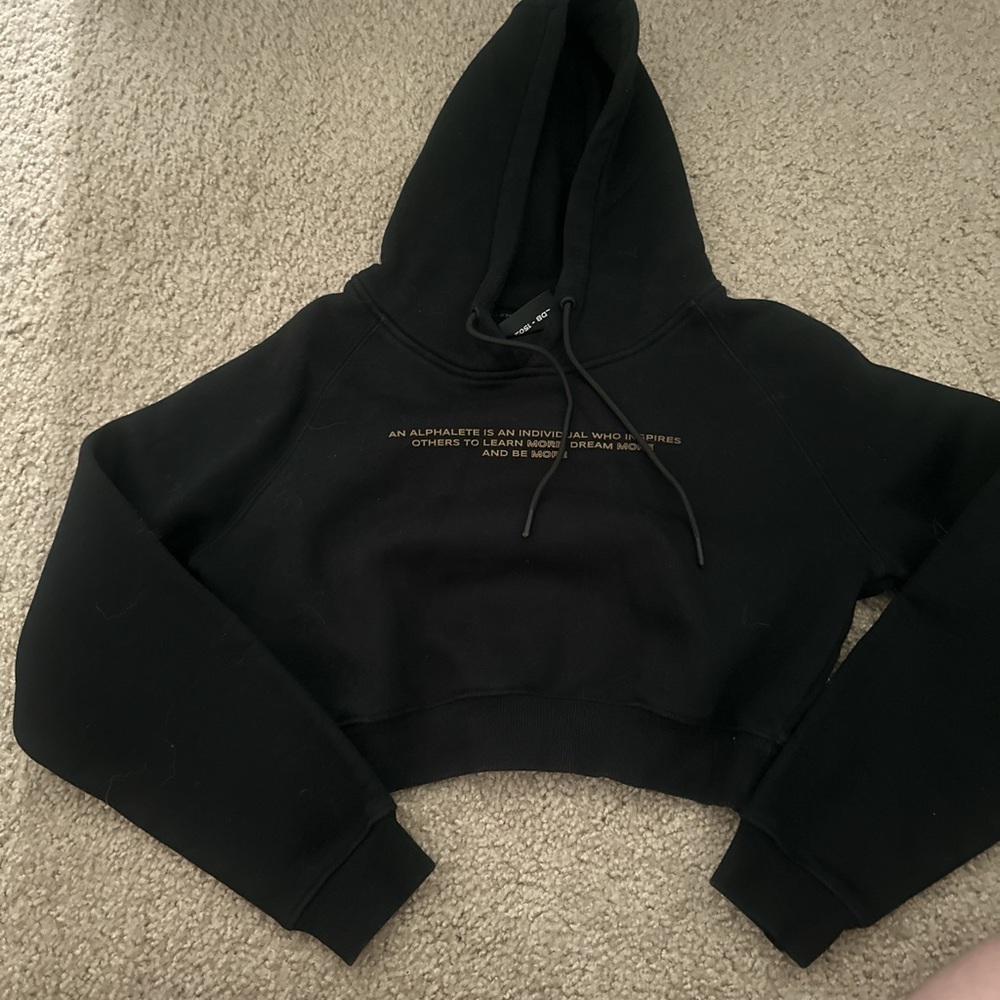 Black Cropped Hoodie Sweater